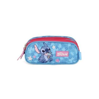Imagem de Estojo Stitch Triplo Passeio Infantil Meninas Disney Escolar - Stitch 