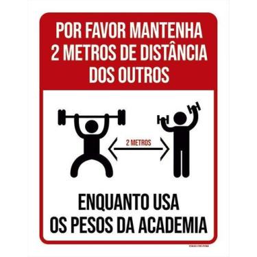 Imagem de Kit 5 Placa Acm Por Favor 2Metros Pesos Academia 18X23 - Sinalizo