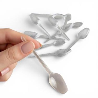 Imagem de Kit 400 Mini Colher Acrílico Transparente 8Cm Para Doces - Aidan