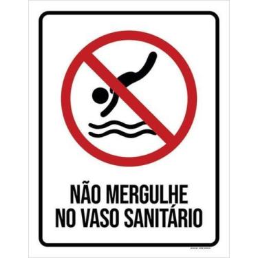 Imagem de Kit 3 Placas Não Mergulhe Vaso Sanitário 27X35 - Sinalizo