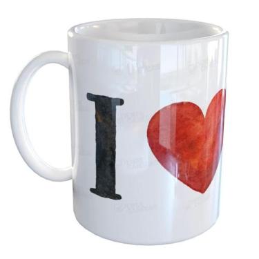 Imagem de Caneca Porcelana Bull Terrier I Love Dog - Pense Canecas, Branco