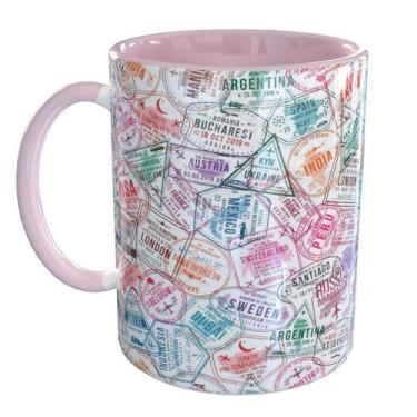 Imagem de Caneca Porcelana Turismo Viajar Pelo Mundo - Pense Canecas, Rosa Claro