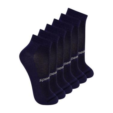 Imagem de Kit com 6 Pares de Meias Esportiva Cano Curto Speedo 8033, Azul marinh