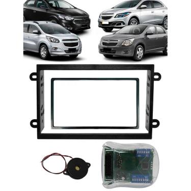 Imagem de Moldura De Painel 2 Din + Interface Comando de Volante Chevrolet Onix Cobalt Spin Prisma 2013 2014 2015 2016 2017 2018