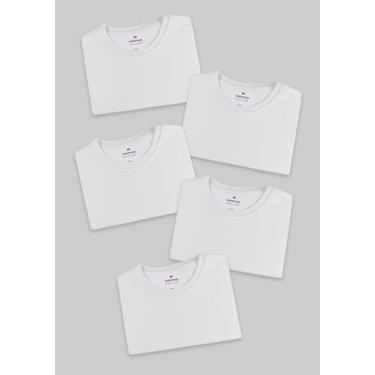 Imagem de Kit 5 Camisetas Masculinas Básicas Slim - Hering, Branco, XXG