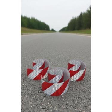 Imagem de Faixas Refletivas Segurança Caminhão Van Vermelha/Prata 3un - Congratu