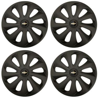 Imagem de Jogo de calotas esportivas velox 15 fosc black + emblema resinado gm -