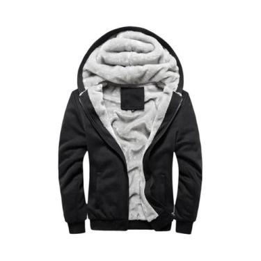 Imagem de Jaqueta Masculina De Inverno Com Capuz De Fleece Grosso E Quente, Zípe