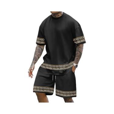 Imagem de Conjunto De Verão Masculino Com Camiseta De Manga Curta Em Poliéster I