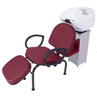 Imagem de Lavatório Salão Beleza Cabeleireiro Louça Inox Roma Bordô