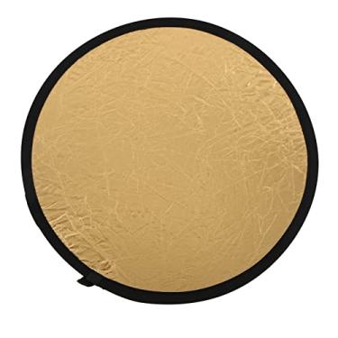 Imagem de Refletor de fotografia redondo leve 2 em 1 de 60 cm, refletor de estúdio ao ar livre portátil dobrável, para fotografia de retrato interior e exterior(Ouro e prata)