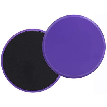 Imagem de Deslizantes para exercícios de núcleo dupla face para uso em carpete ou pisos de madeira, perfeitos para exercícios abdominais, academia, equipamento para viagem, casa, 2 peças (roxo)