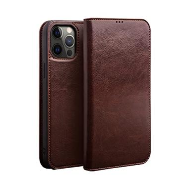 Imagem de GSYH Capa carteira para iPhone 13 Mini/13/13 Pro/13 Pro Max, capa de telefone de couro PU com suporte de visualização de cartão de crédito TPU à prova de choque, capa fólio flip, marrom, 13pro 15,1 cm