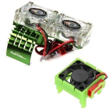 Imagem de Ventilador de resfriamento de motor Powerhobby Traxxas Slash 4x4 + Ventilador duplo de dissipação de calor + Ventilador de resfriamento VXL-3s ESC