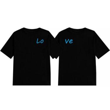 Imagem de Kit Casal Camiseta Combinando Love Feminina E Masculino Amor - Hyve