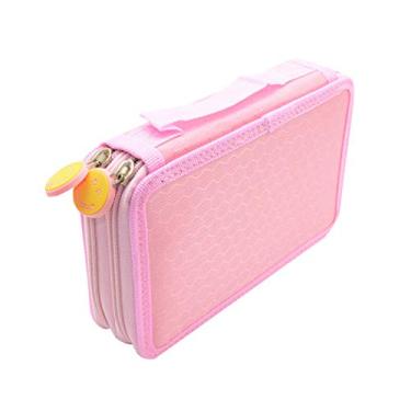 Imagem de Estojo de lápis Elonglin bolsa para caneta prática e grande, multicamadas, com alça para lápis de aquarela, lápis de cor Prismacolor, Crayola, e canetas Marco, 32 compartimentos, rosa