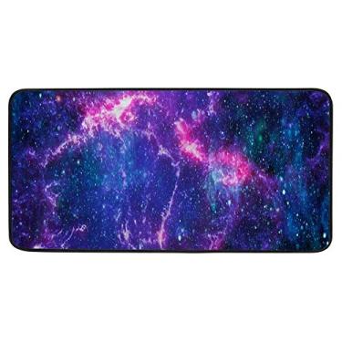 Imagem de Tapete colorido de nebulosa galáxia 99 x 50 cm, tapete antiderrapante para ambientes internos e externos, tapete leve para quarto, sala de jantar, cozinha, corredor
