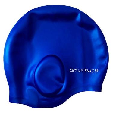 Imagem de Touca de Silicone para Natação Cetus Cobre Orelha - Azul