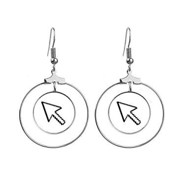 Imagem de Brincos de argola pendentes com flecha e pixel para computador