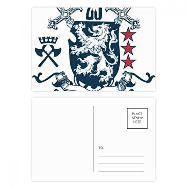 Imagem de Cartão postal com emblema de leão Medieval Cavaleiros da Europa com espada