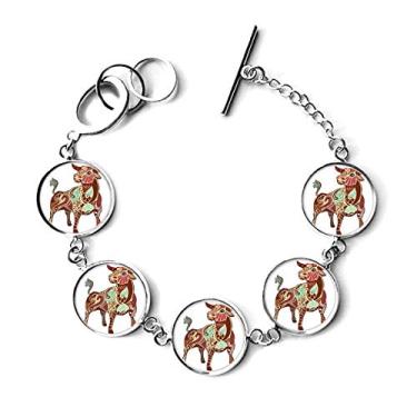 Imagem de DIYthinker Bracelete com símbolo do signo do zodíaco da constelação Taurus
