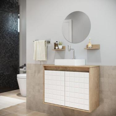 Imagem de Gabinete para Banheiro com Cuba e Espelho Carol Darabas Agardi Ébano