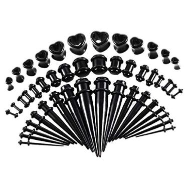 Imagem de Prettyia 48 peças 14G-0000G Kit expansor de orelha acrílico cone túneis de coração conjunto de alargadores, Acrílico, não disponível