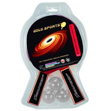 Imagem de Kit Tênis de Mesa Gold Sports Advanced  - 2 Raquetes e 3 Bolas