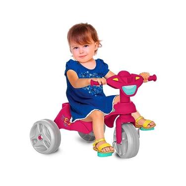 Imagem de Bandeirante Mototico Passeio & Pedal Triciclo, Rosa/Verde, 76 x 50.5 x 91 cm