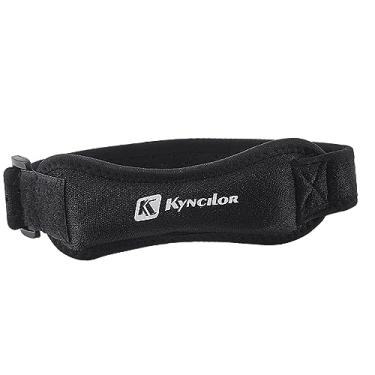 Imagem de menolana Suporte para joelheira com cinta de patela ajustável com almofada de EVA Equipamento de ginástica Cinta estabilizadora de patela para treino, futebol, PRETO