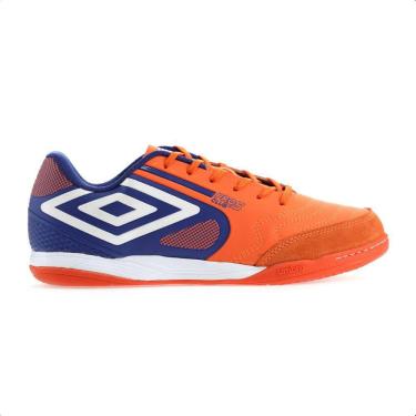 Imagem de Chuteira Umbro Futsal Pro 5 Bump Club Laranja e Azul - Masculina