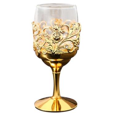 Imagem de PHILISENMALL Taça de vinho vintage dourada delicada rosa gravura taça taça luxuosa de metal dourado taça de vinho para festa reunião uso de casamento