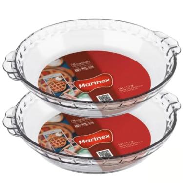 Imagem de Kit 2 Forma Filetada 1,6L Marinex Vidro Redonda Assadeira