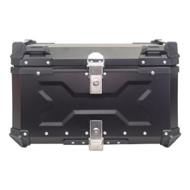 Imagem de Bau Moto Traseiro 60l Universal Aluminio Preto 2 Capacetes