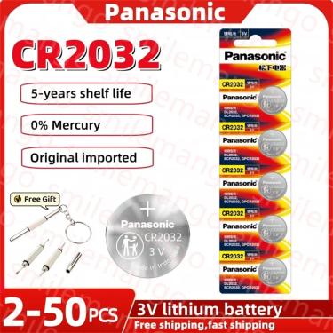 Imagem de Panasonic-CR2032 Bateria De Lítio  3V  DL2032  BR2032  5004LC  2032  Relógio  Brinquedos  Chave Do