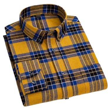 Imagem de Camisas casuais de flanela xadrez para homens outono inverno manga longa clássica xadrez camisa social roupas masculinas, Sm-03, P
