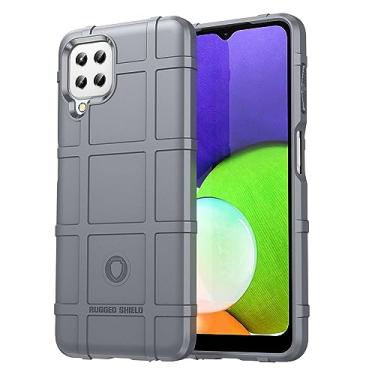 Imagem de Capa de telefone para Samsung Galaxy F22, fibra de carbono refinada, anti-queda, anti-impressões digitais, proteção total de 360° cinza