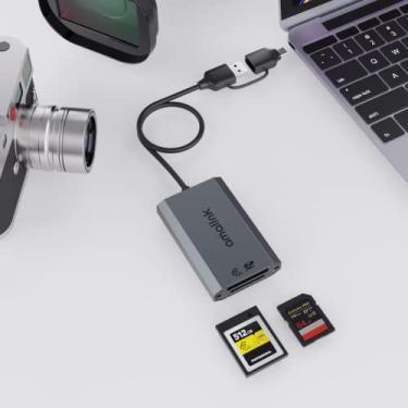 Imagem de Amalink Leitor de cartão CFexpress tipo B/SD USB 3.2 geração 2 – Adaptador de slot duplo com conectores USB-A e USB-C para cartões de memória CFexpress tipo B e SD4.0 UHS-II.