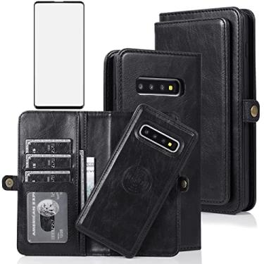Imagem de Asuwish Capa de celular para Samsung Galaxy S10 Plus carteira destacável com protetor de tela de vidro temperado e porta-cartões celular Glaxay S10+ Galaxies S10plus 10S Edge S 10 10 plus capas