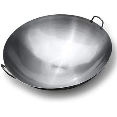 Imagem de Wok hotel chef especial grande wok casa binaural panela de ferro grande vintage extra grande ferro cozido comercial woks e frigideiras, 45cm