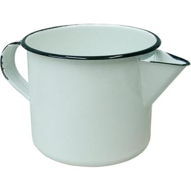 Imagem de Caneca Leiteira Com Bico Fervedor Esmaltado Ágata Branca - 1 litro (Branco)