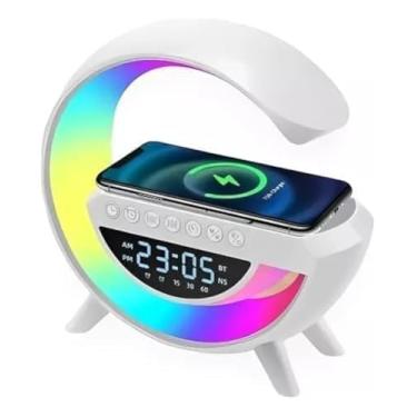 Imagem de Luminária De Mesa Abajur Rgb Smart Bluetooth Speaker Wireles Tecnologia RGB Speaker Caixa De Som E Carregador Por Indução Bluetooth Carrega Sem Fio Luz Noturna Ambiente