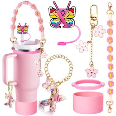 Imagem de Stanley Conjunto de acessórios de copo 6 peças para 850 g e 1,134 g, inclui tampa de capa de canudo de iniciais de silicone, bota, alça de alça de garrafa de água, anel de copo de borracha, pingente