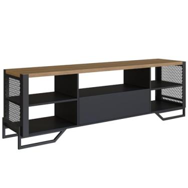 Imagem de Rack Industrial 180 Cm Gaveta E Tela Em Metal 1017 Preto Mell PP