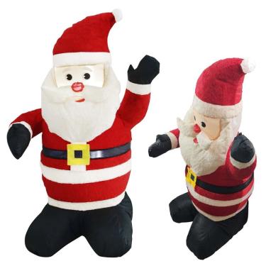 Imagem de Papai Noel Inflável Iluminado Veludo Enfeite Natal Natalino Inflador Embutido Grande Decoração Loja