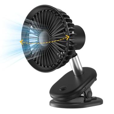 Imagem de Zestaline Mini ventilador USB recarregável com clipe oscilante para cama, ventilador operado por bateria de 5000 mAh para mesa, pequenos ventiladores portáteis para escritório, carrinho de bebê,