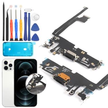 Imagem de Substituição para iPhone 12 Pro Max Conector Dock Porta de Carregamento para iPhone 12 Pro Max Porta de Carregamento Cabo Flexível Placa Carregador USB Acessórios de Montagem de Cabo Flexível com
