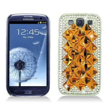 Imagem de Aimo Wireless SAMI9300PC3D-SPC509 Capa 3D Premium Elegante Diamante Bling para Samsung Galaxy S3 i9300 - Embalagem de varejo - Espelho de cristal dourado