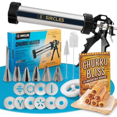 Imagem de SIRCLES Kit de máquina Churro Maker – Pistola grande e durável de aço inoxidável de 35,5 cm com disco de Churro oco – Conjunto completo de Churros – Churreras para Churros – Maquina para Hacer Churros
