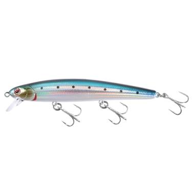Imagem de LITTMA Iscas de pesca de surfe Califórnia Iscas de água salgada Crankbait Surf Minnow 110 - Sardinha metálica super brilhante e rosa perolado para a barriga para pesca de alabote e striper